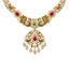 22K Yellow Gold, Gemstone, CZ, & Pearl Temple Necklace(50.9gm)