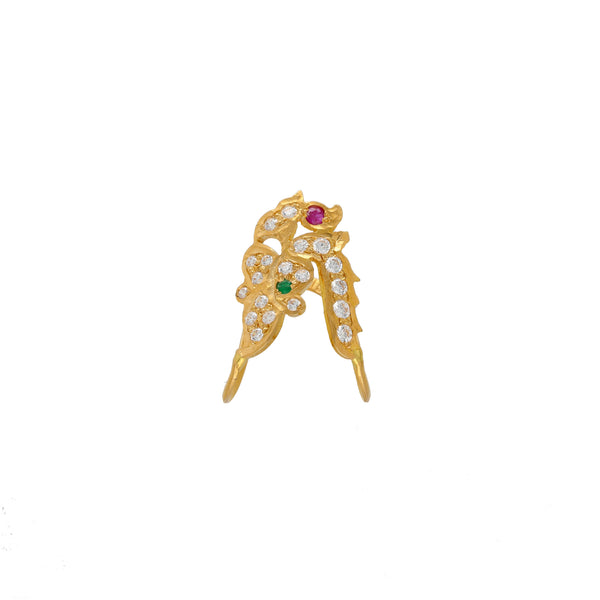 22K Yellow Gold, CZ, Ruby & Emerald Ring (3.9gm) | 


The attraction of this 22k yellow gold ring lies within its unique design. The emeralds, rubie...