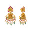 22K Yellow Gold Temple Chandbali Earrings w/ Gems, CZ & Pearls (14.1gm)