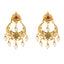 22K Yellow Gold Chandbali Earrings w/ Gems, CZ & Pearls (15.6gm)