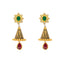 22K Yellow Gold Antique Jhumka Earrings w/ Emeralds & Rubies (17.3gm)