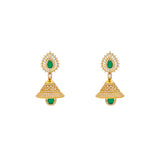 22K Yellow Gold, Emerald & CZ Jhumka Earrings (18.9gm) | 
The addition of emeralds and cubic zirconia to this classic jhumka earring design adds a gleamin...