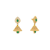 22K Yellow Gold, Emerald & CZ Jhumka Earrings (18.9gm) | 
The addition of emeralds and cubic zirconia to this classic jhumka earring design adds a gleamin...