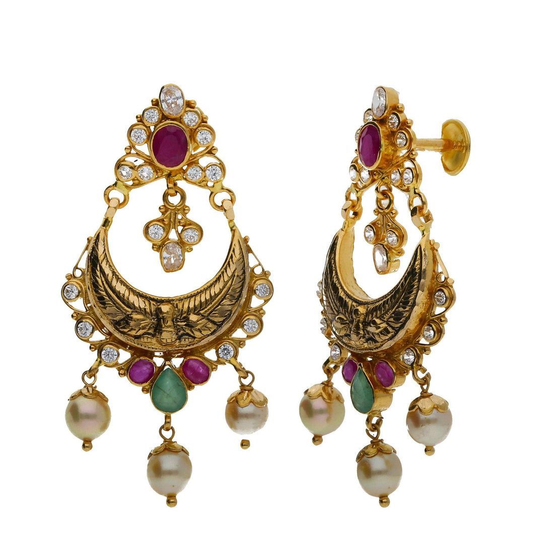 NEW! Touchstone Indian Bollywood Exotic Hand Curved Wire Work Trend Setter  Faux Emerald Ruby Glass Drop Designer Jewelry Earrings In Antique Gold Tone  For Women. : Amazon.in: Fashion