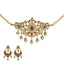 An image of an elegant Indian jewelry set with a necklace and earrings from Virani Jewelers