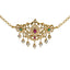 An image of a beautiful 22K gold necklace with gemstone accents, designed by Virani Jewelers