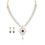 18K Multi Tone Gold Diamond Necklace & Drop Earrings Set W/ 6.27ct VVS Diamonds & Interchangeable Stone on Open Cut Leaf Frame - Virani Jewelers