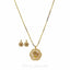 22K Yellow Gold Necklace & Earrings Set W/ Web Pendant & Textured Bead Balls - Virani Jewelers